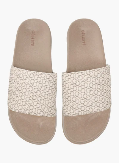 Celeste Women's Monogram Print Slip-On Slides
