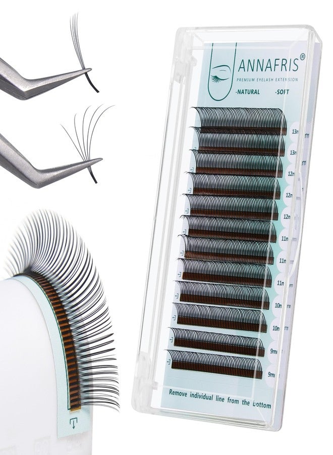 ANNAFRIS 5D Easy Fan Flower Eyelash Extensions Volume Premade Fans False Lashes Faux Mink Matte Black Cluster Lash Extensions (0.07 D 12mm) - Image 1