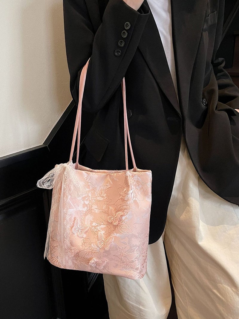 New Chinese Style National Style Bag For Women Niche Super Popular Butterfly Embroidered Shoulder Bag Large Capacity Bucket Bag - Image 3
