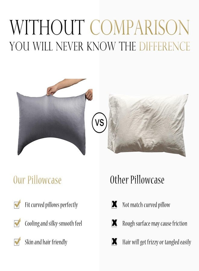 ELIBABA Cooling Side Sleeper Pillow Cases - Curved Rayon Derived from Bamboo Pillowcase Cover- Breathable Silky Soft Pillowcase for Hot Sleepers Hair and Skin, Queen Size 1 Piece, 20 * 30 Inches Dark Grey - Image 2
