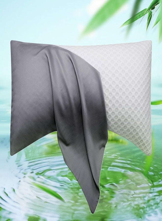 ELIBABA Cooling Side Sleeper Pillow Cases - Curved Rayon Derived from Bamboo Pillowcase Cover- Breathable Silky Soft Pillowcase for Hot Sleepers Hair and Skin, Queen Size 1 Piece, 20 * 30 Inches Dark Grey - Image 1