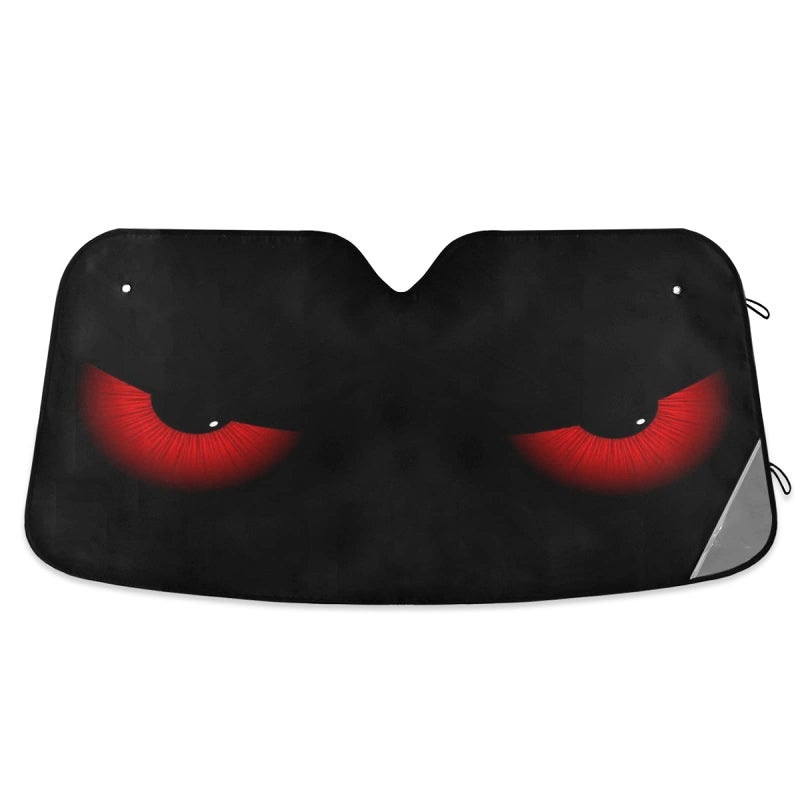 Dussdil Evil Eyes Car Sun Shade Windshield Red Eyes Sunshade Block UV Rays Protector Keep Your Vehicle Cool Sun Window Shield Visor Cover Foldable for Car Truck SUV M - Image 1