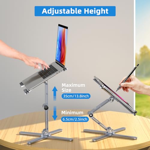 proffisy Laptop Stand Adjustable Portable 360 Degree Rotation Aluminum Strong Ergonomic Laptop Riser for Upto 16-inch Laptop X-Shape MacBook Holder for Gaming Office, Gunmetal Gery - Image 2