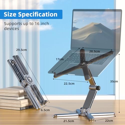 proffisy Laptop Stand Adjustable Portable 360 Degree Rotation Aluminum Strong Ergonomic Laptop Riser for Upto 16-inch Laptop X-Shape MacBook Holder for Gaming Office, Gunmetal Gery - Image 5