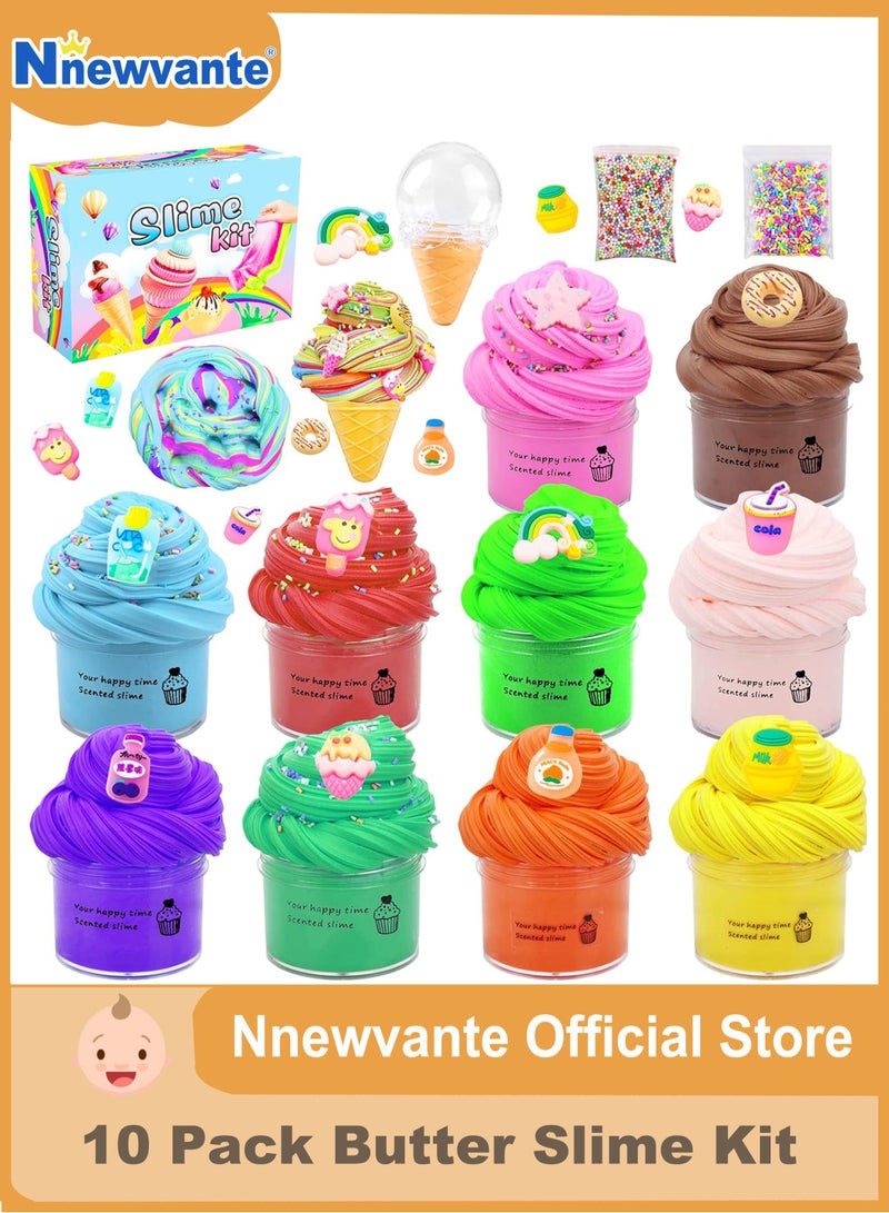 Nnewvante Butter Slime Kit 10pack for Party Favors, Scented, Soft and Non-Sticky, Birthday Gifts for Girl Boys, Stress Relief Slime Bulk for Ice Cream Mold fillings - Image 1