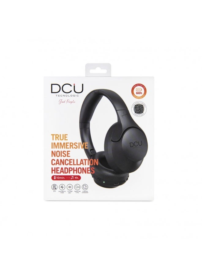 DCU TECNOLOGIC DCU 34152515 DCU ANC True Immersive Bluetooth Headphones, 60H Playtime, 3-Mic, Foldable Design – Black - Image 1