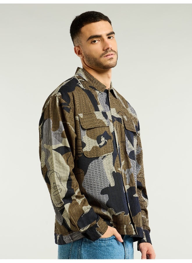 Beyoung - Brown Camo Print Shacket - Image 1