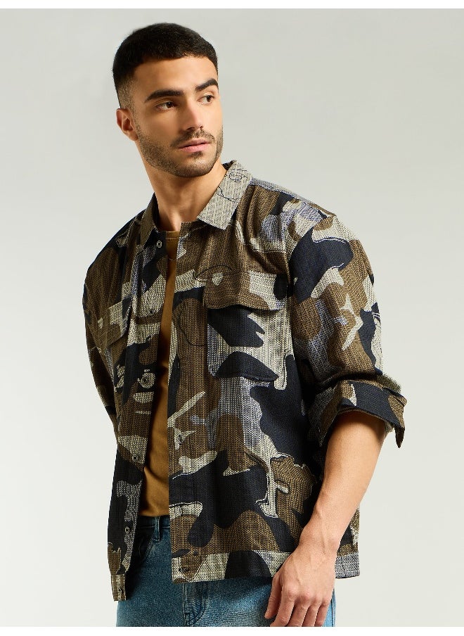 Beyoung - Brown Camo Print Shacket - Image 1