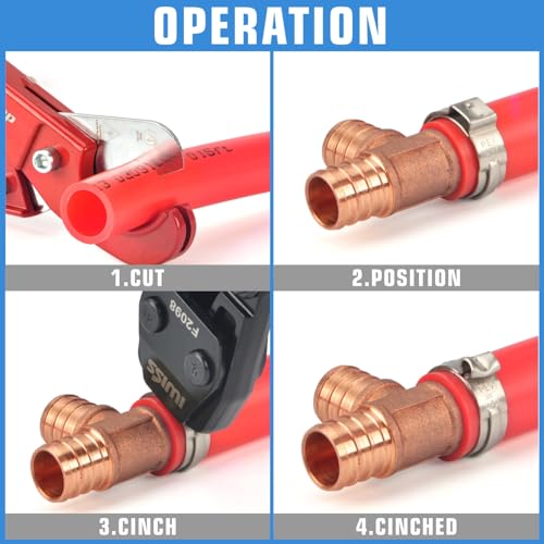 iCrimp 3/8 to 1 inch Cinch Clamp Crimping Tool Kit, With 1/2 inch Cinch Clamp Rings(20 Pack) and Brass Fittings(12 Pack), PEX Tubing Cutter - Image 5