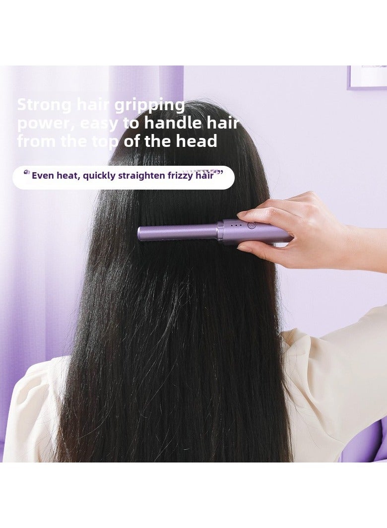 Goolsky Cordless Hair Straightener Brush, Portable Mini Straightening Brush for Travel, Negative Ion Hot Comb Hair Straightener for Women, Lightweight to Carry Out, USB Rechargeable - Image 3