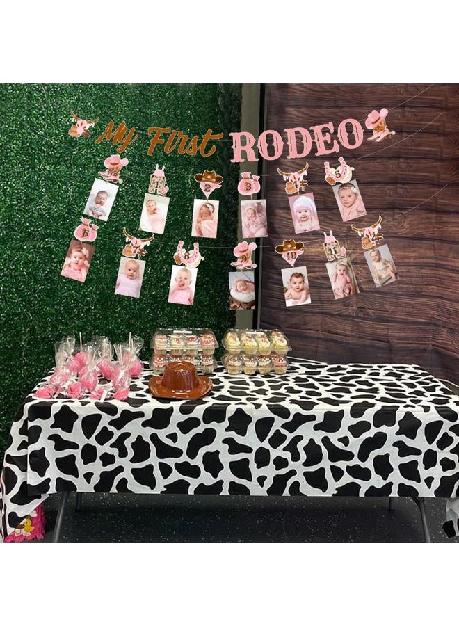 Cheereveal My First Rodeo Photo Banner Bunting Garlands for Girls - Wild West Theme 1st Birthday Party Decorations, Western Cowgirl Birthday Supplies Newborn to 12 Month - Image 5