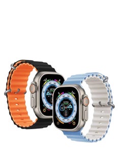 Ocean Pack of 2 Ocean Band Compatible with Apple Watch Ultra Band 49mm 45mm 44mm 42mm Men Women, Soft Silicone Two Tone Color Both Side Band Replacement Strap for Ultra Watch Series 8 and Series 7 