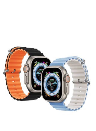Pack of 2 Ocean Band Compatible with Apple Watch Ultra Band 49mm 45mm 44mm 42mm Men Women, Soft Silicone Two Tone Color Both Side Band Replacement Strap for Ultra Watch Series 8 and Series 7 - pzsku/ZB37CFD2AC79257CF5A40Z/45/_/1681494785/d709b003-27ff-46c3-b1af-abdbd540a671