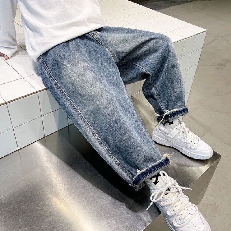 Children'S Denim Wide-Leg Pants Loose Straight Pants Big Boy Men'S Handsome 2023 New Style Street-Fried Trendy Pants - Image 5
