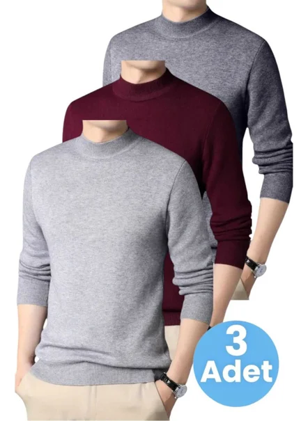 Tezzgelsin 3-Pack Men's Non-Pilling Half Turtleneck Knitwear Sweater Half Turtleneck Knitwear Sweater
