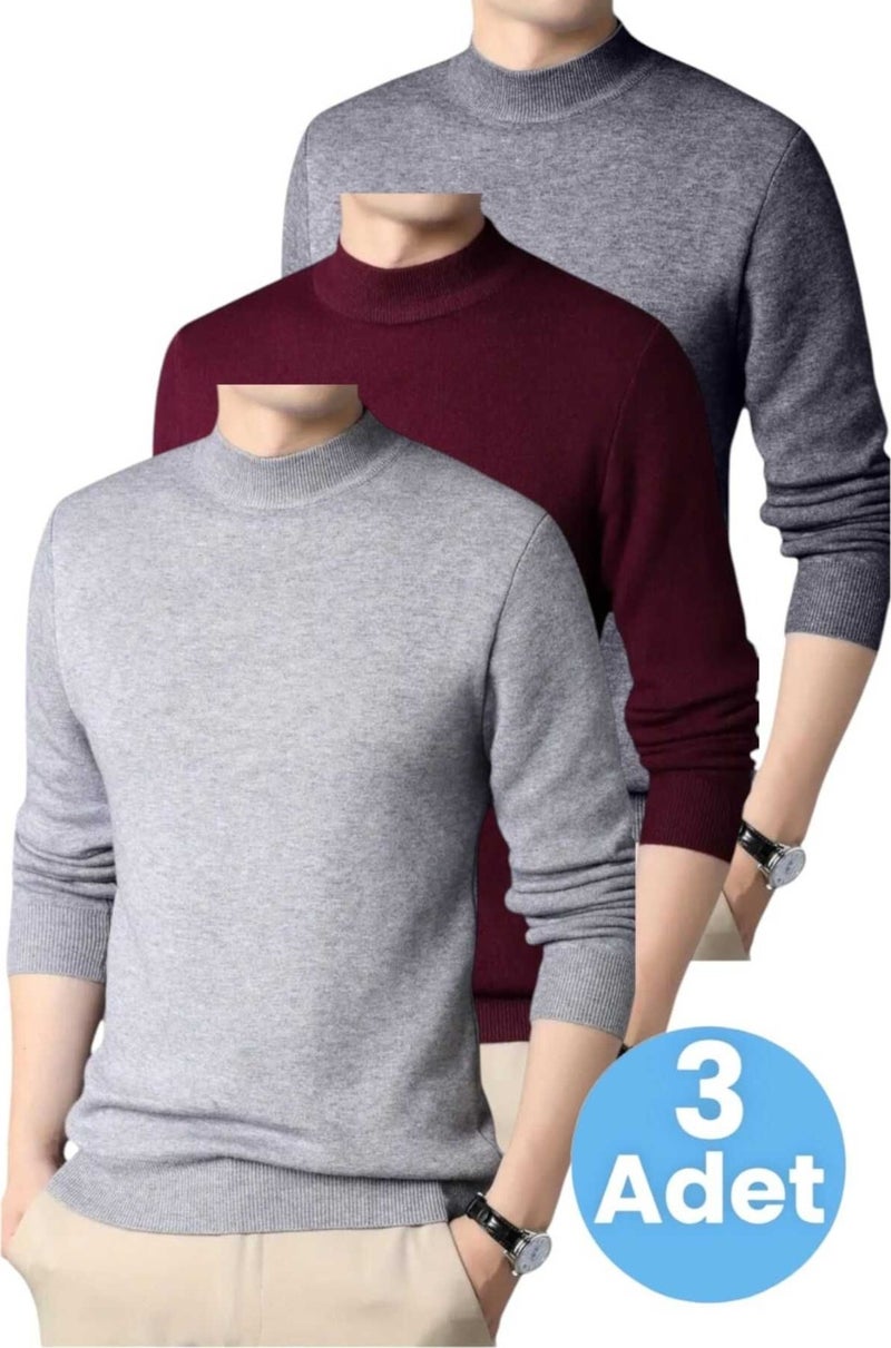 Tezzgelsin 3-Pack Men's Non-Pilling Half Turtleneck Knitwear Sweater Half Turtleneck Knitwear Sweater  - Image 1