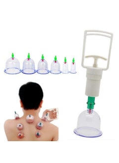 Chhogli Chhogli Vacuum Cupping Set 6 PCS Kit Pull Out a Vacuum Apparatus Therapy Relax Massagers Curve Suction PumpsWhite  - Image 1