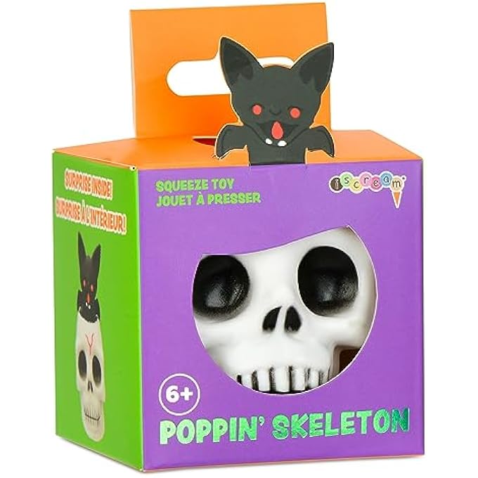 iscream Spooky Season Halloween Squeezy Pop-Up 3" Bat & Skull Stress Reliever - Image 5