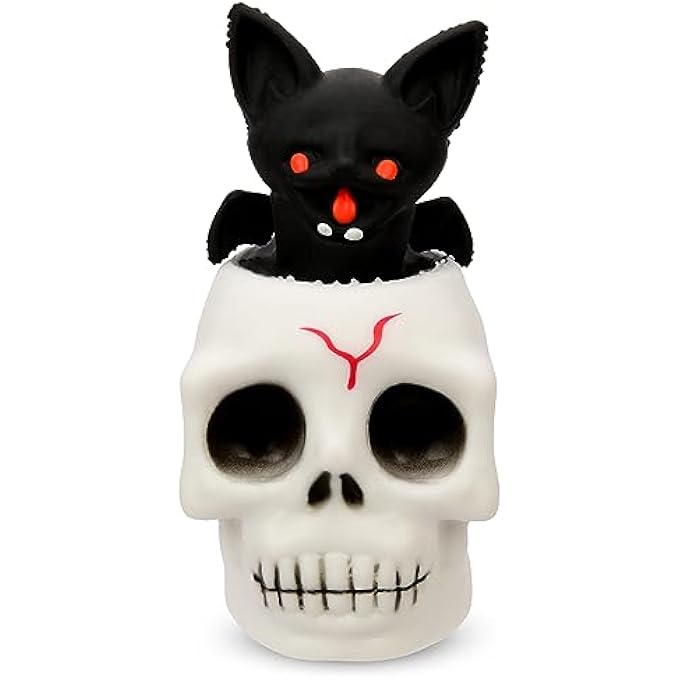 iscream Spooky Season Halloween Squeezy Pop-Up 3" Bat & Skull Stress Reliever - Image 1