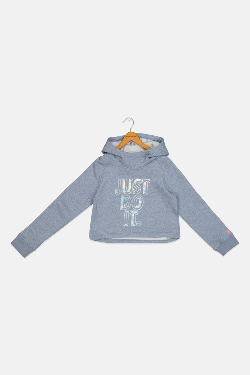 Nike سويت شيرت خارجي طويل الأكمام للفتيات، رمادي - Image 1