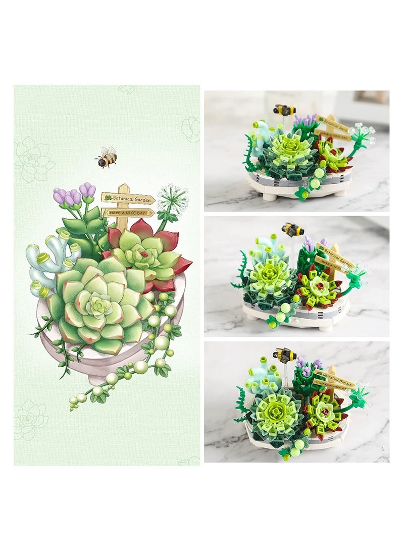 SYOSI Mini Bricks Bonsai Model Simulation Succulent Plant Set, Creative DIY Flower Particle Botanical Collection Construction Building Blocks Toy  - Image 3