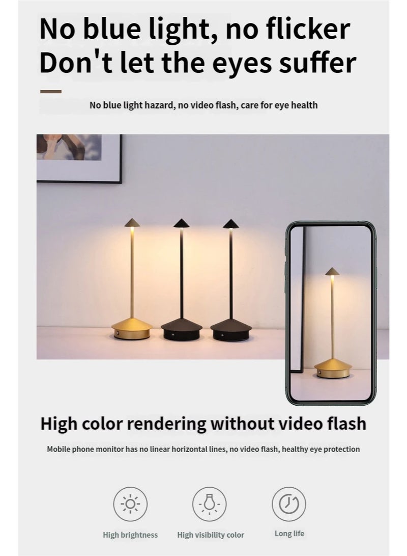 Cordless Rechargeable Touch Table Lamp – Gold｜3 Color Temperatures & Stepless Dimming｜Premium Ambient LED Desk Lamp - Image 4