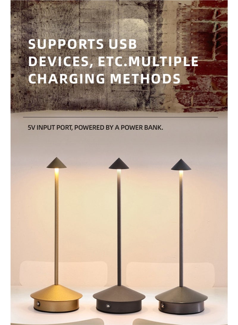 Cordless Rechargeable Touch Table Lamp – Gold｜3 Color Temperatures & Stepless Dimming｜Premium Ambient LED Desk Lamp - Image 2