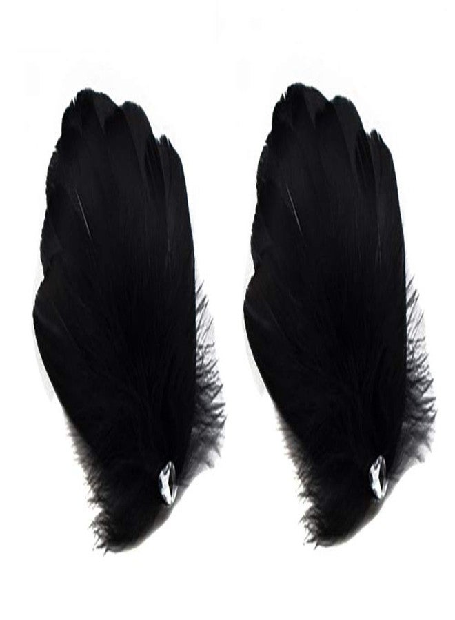 Fodattm 2PCS Heart-shaped Feather Hair Clip Headpiece Party Hairpins Hair Barrettes Hair Accessory Bridal Wedding Feather Fascinator (Black) - Image 1
