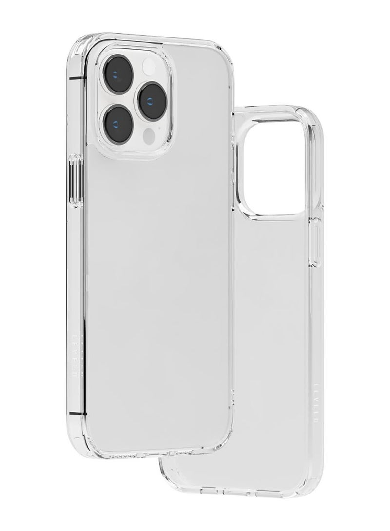 LEVELO Lucu iPhone 14 Pro Case Matte Clear Back Cover / Shock-Proof Edges / 3H Anti-Scratch - Matte Clear - Image 3