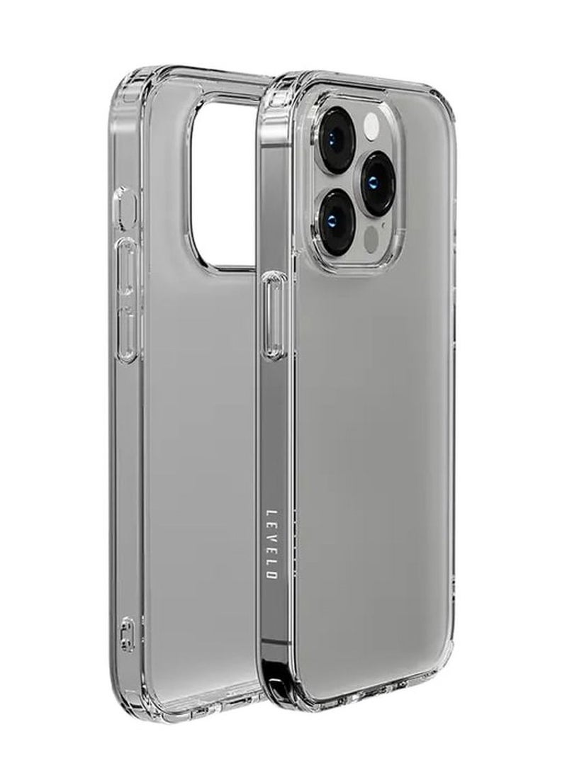 LEVELO Lucu iPhone 14 Pro Case Matte Clear Back Cover / Shock-Proof Edges / 3H Anti-Scratch - Matte Clear - Image 1