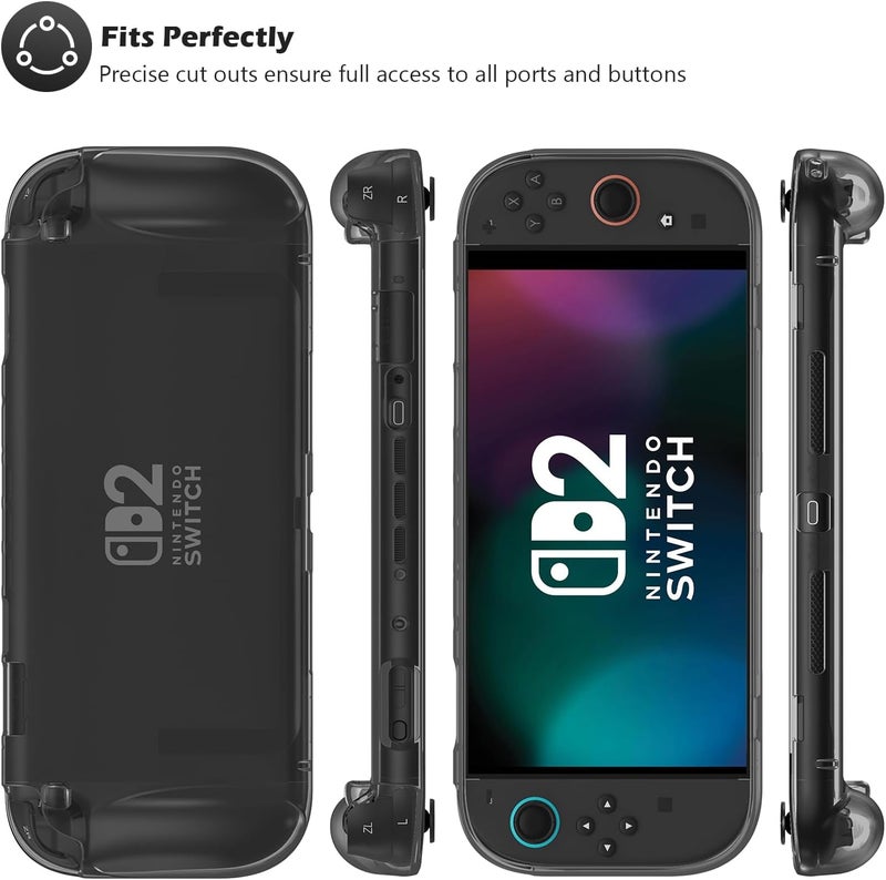 بروكاس حافظة واقية لجهاز Nintendo Switch 2 لعام 2025، غطاء شفاف، مقاوم للخدوش، تمتص الصدمات، تصميم مريح للإمساك، سهلة التركيب – شفافة - Image 5