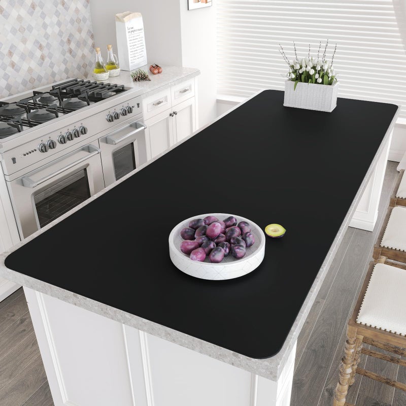 Warome Silicone Mat787x 236 Heat Resistant Mats for CountertopExtra Large Countertop Protector Mat Multifunctional Cuttable Kitchen Counter Mat Silicone Mats for Kitchen CounterCrafts Black