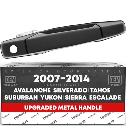 T1A Exterior Front Passenger Door Handle Upgraded Metal Compatible with 20072014 Chevrolet Silverado 0714 GMC Sierra 1500 2500 3500 Cadillac Escalade Textured Black OEM 15058576 15202912 77244 - Image 1