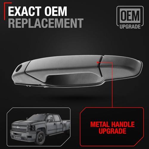 T1A Exterior Front Passenger Door Handle Upgraded Metal Compatible with 20072014 Chevrolet Silverado 0714 GMC Sierra 1500 2500 3500 Cadillac Escalade Textured Black OEM 15058576 15202912 77244 - Image 3
