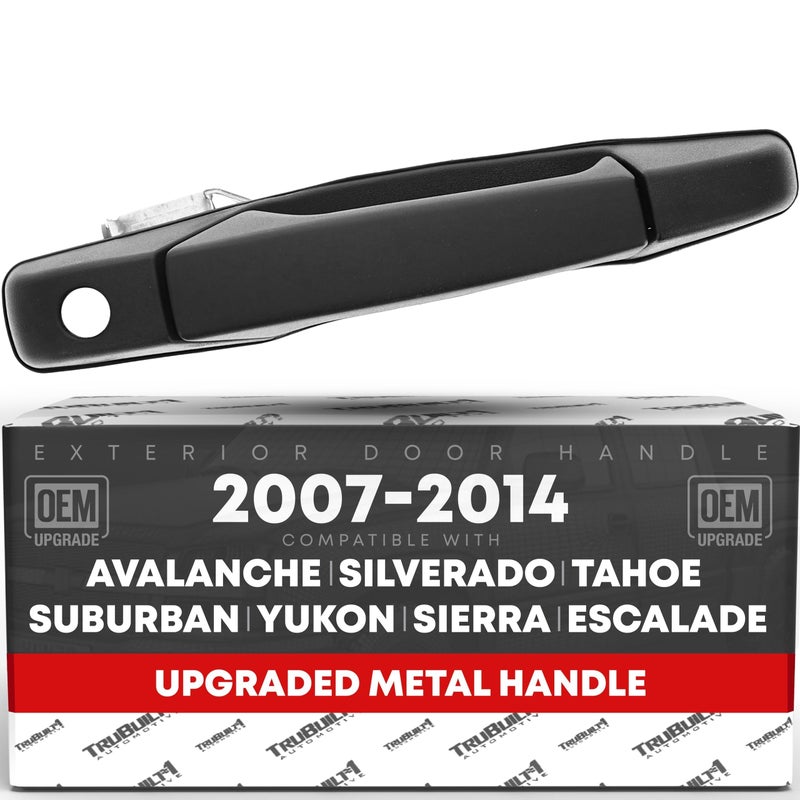 T1A Exterior Front Passenger Door Handle Upgraded Metal Compatible with 20072014 Chevrolet Silverado 0714 GMC Sierra 1500 2500 3500 Cadillac Escalade Textured Black OEM 15058576 15202912 77244 - Image 2
