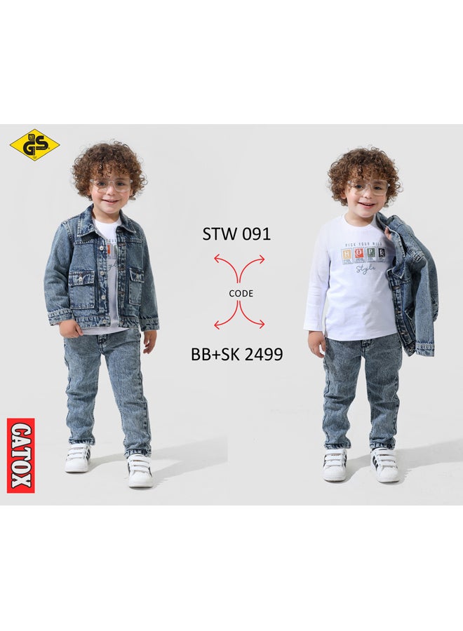 G@S Boy Fall Gabardine Overshirt & Cotton Long sleeves T-Shirt