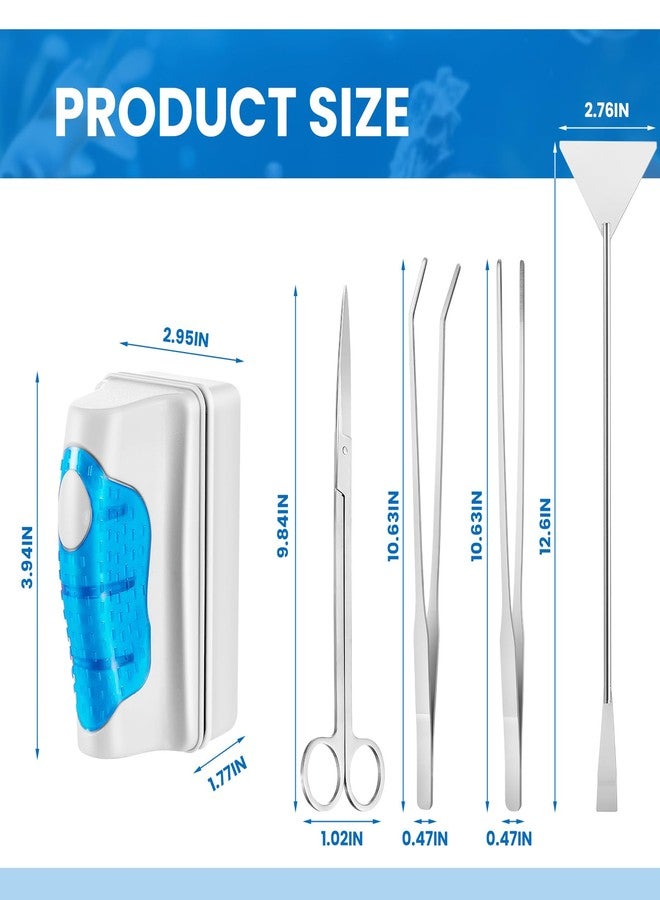 Tiangrid Aquarium Fish Tank Cleaning Tool Kit Include 4 Pcs Long Aquascape Tools Kit 1 Pcs Magnetic Glass Cleaner Brush 5 in 1 Fish Tank Gravel Cleaner and Siphon Vacuum for Terrarium Fish Tank Set - Image 2