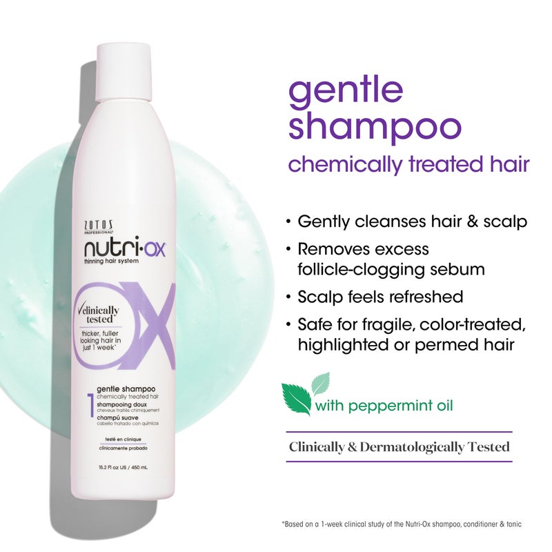 NUTRI-OX Gentle Shampoo Chemically-Treated for Colored Thinning Hair | Thicker, Fuller-Looking Hair | Clinically & Dermatologically Tested | Peppermint | Color-Safe, 33.8 Fl Oz - Image 2