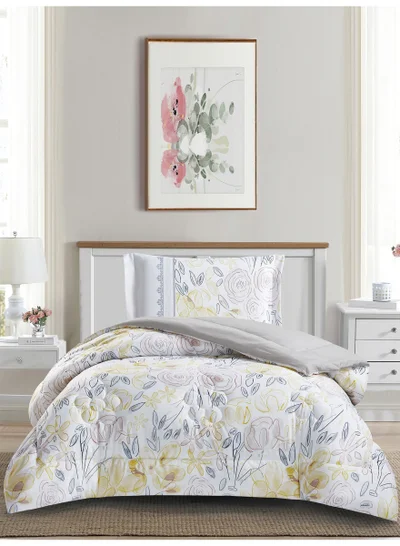Donetella Bedding Comforter Set, twin Size 170x230 cm - 2-Pcs Digital Print Quilted Bed Set, Microfiber Fabric - 1 Comforter, 1 Pillow Shams.