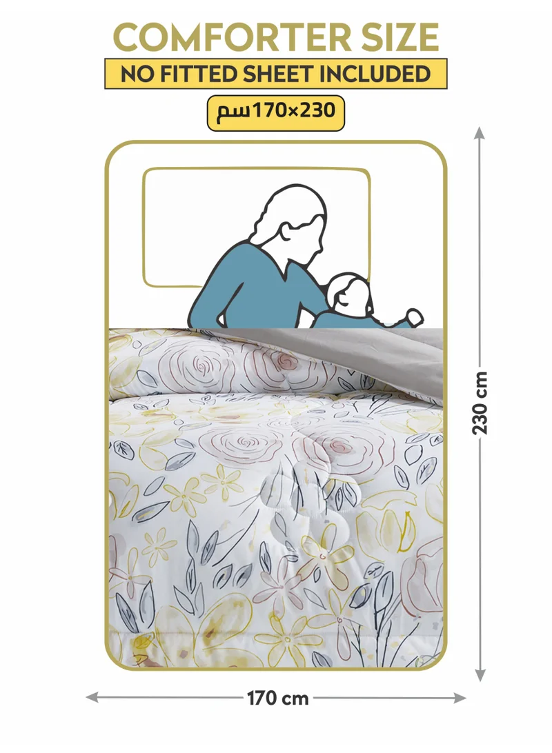 Donetella Bedding Comforter Set, twin Size 170x230 cm - 2-Pcs Digital Print Quilted Bed Set, Microfiber Fabric - 1 Comforter, 1 Pillow Shams.
