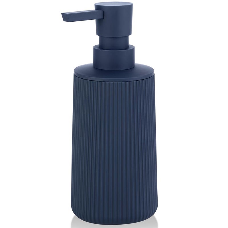 YAUKPH Small Soap Dispenser for Bathroom and Kitchen, Modern Farmhouse Striped Style Plastic Hand Soap Dish Soap Dispenser with Pump Matte Blue - Image 1