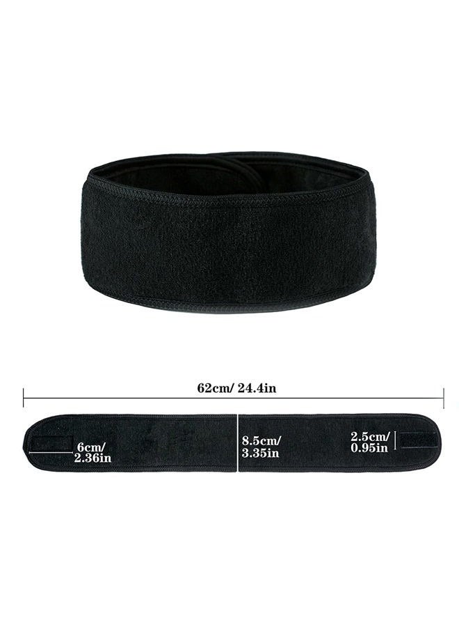 TDHDIKE Facial Spa Headbands 4PCS, Makeup Shower Bath Wrap Sport Headband Terry Cloth Stretch Towel with Magic Tape (Black) - Image 2