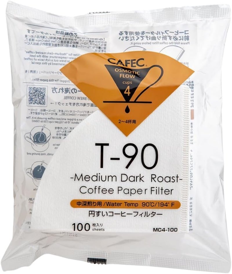 CAFEC Specialty Coffee Paper by Roast Type (Medium Roast (CUP 4)) V60 02 style universal 1 to 4 cup Disposable Coffee Filter for Pour Over Dripper brewing MC4-100W - Image 1