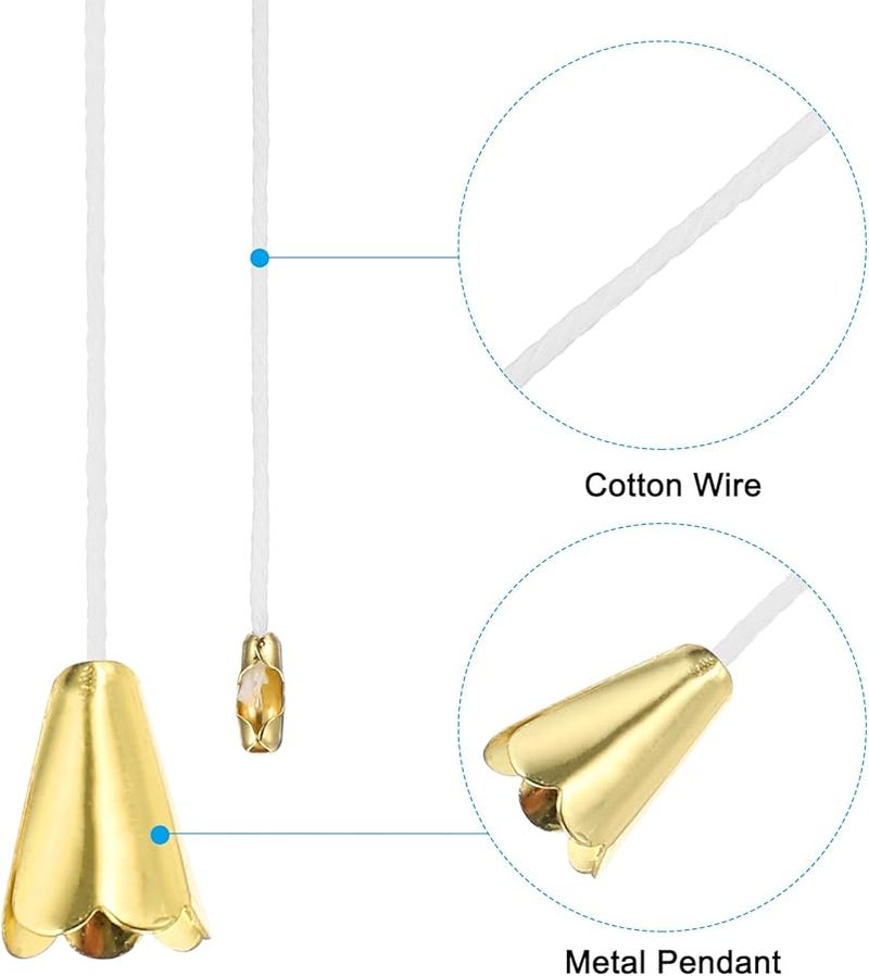 Gold Tone Pull Chain Extender Set 4 Pcs With Conical Pendant For Fan Light Chandelier Switch - Image 4