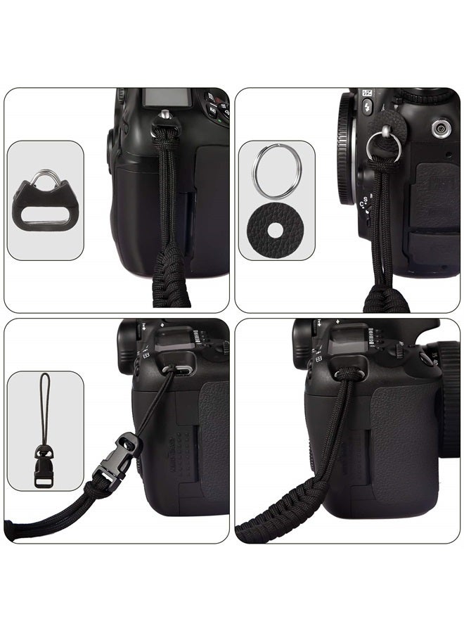 TAKHRWOD حزام معصم الكاميرا، 1 حزمة حزام يد قابل للتعديل من النايلون، لكاميرات GoPro و DSLR و Fuji و Canon والكاميرات بدون مرآة، إطلاق سريع للمصورين، بارا كورد (أسود) - Image 3