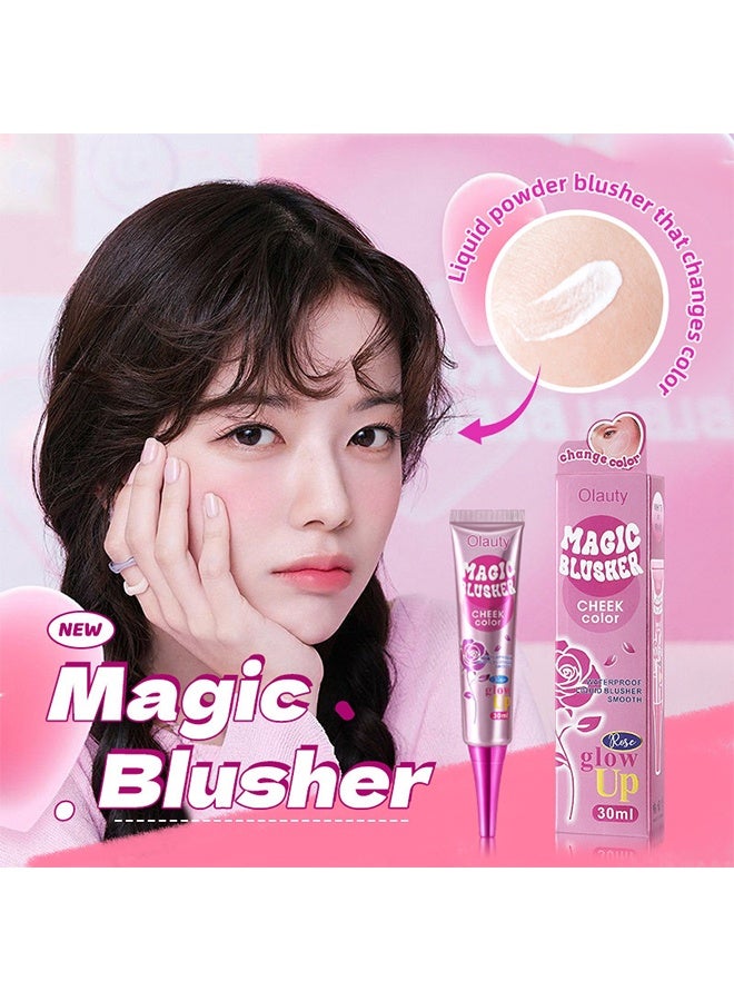 OLAUTY Magic Blusher Cheek Color - Waterproof Liquid Blusher Smooth, Matte Color, Magical Temperature Change Blusher Cream 30ml - Image 2