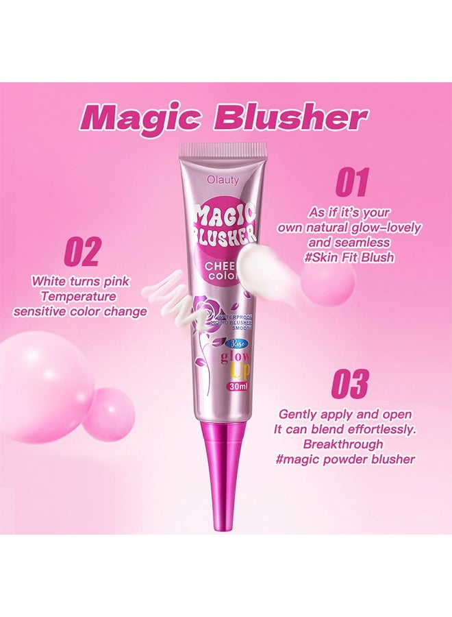 OLAUTY Magic Blusher Cheek Color - Waterproof Liquid Blusher Smooth, Matte Color, Magical Temperature Change Blusher Cream 30ml - Image 5