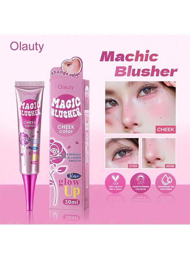 OLAUTY Magic Blusher Cheek Color - Waterproof Liquid Blusher Smooth, Matte Color, Magical Temperature Change Blusher Cream 30ml - Image 3
