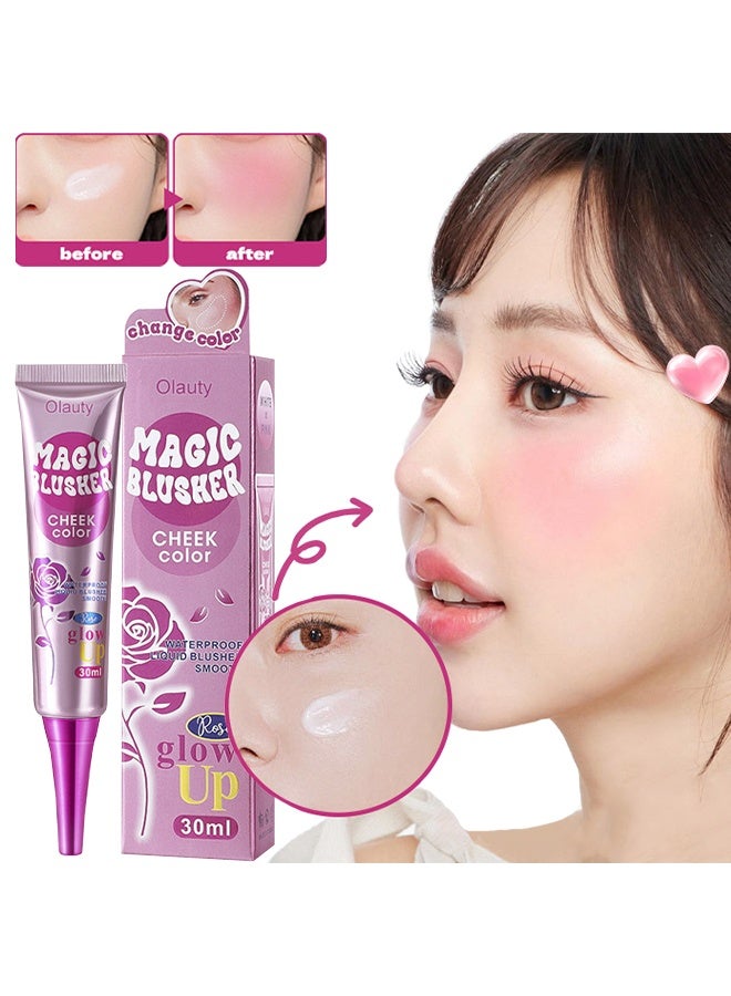 OLAUTY Magic Blusher Cheek Color - Waterproof Liquid Blusher Smooth, Matte Color, Magical Temperature Change Blusher Cream 30ml - Image 1