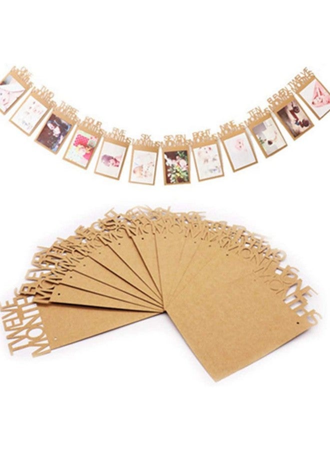 Milcraft 1st Birthday Baby Photo Banner for Newborn to 12 Months, Monthly Milestone Photograph Bunting Garland, First Birthday Celebration Decoration (Kraft) - Image 1